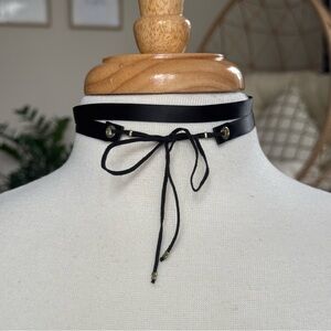 Black Choker Necklace with Gold Accents